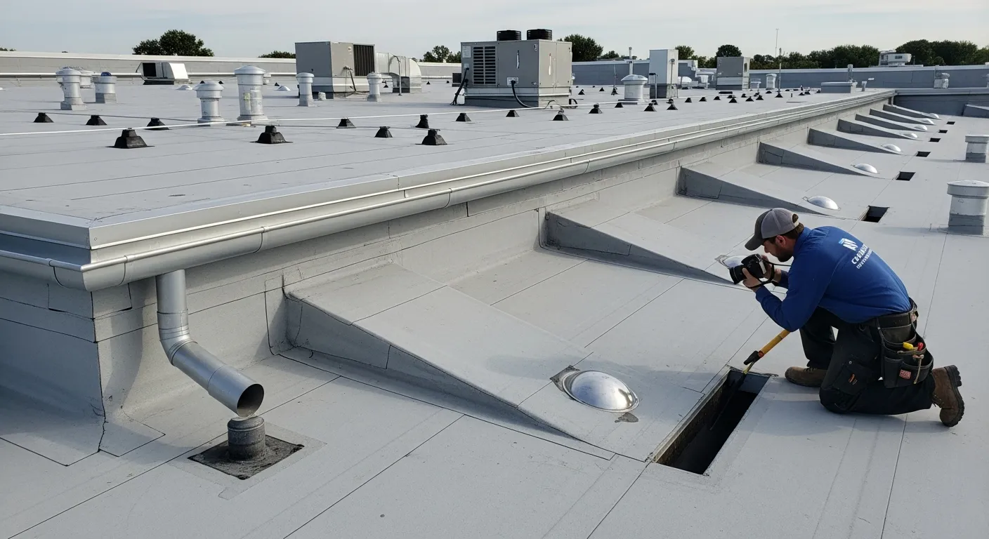 Flat roof drainage system maintenance