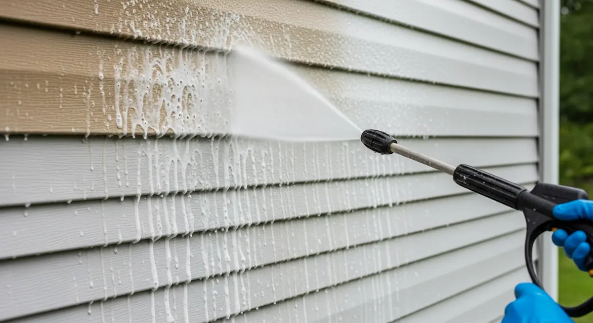 Professional vinyl siding cleaning process