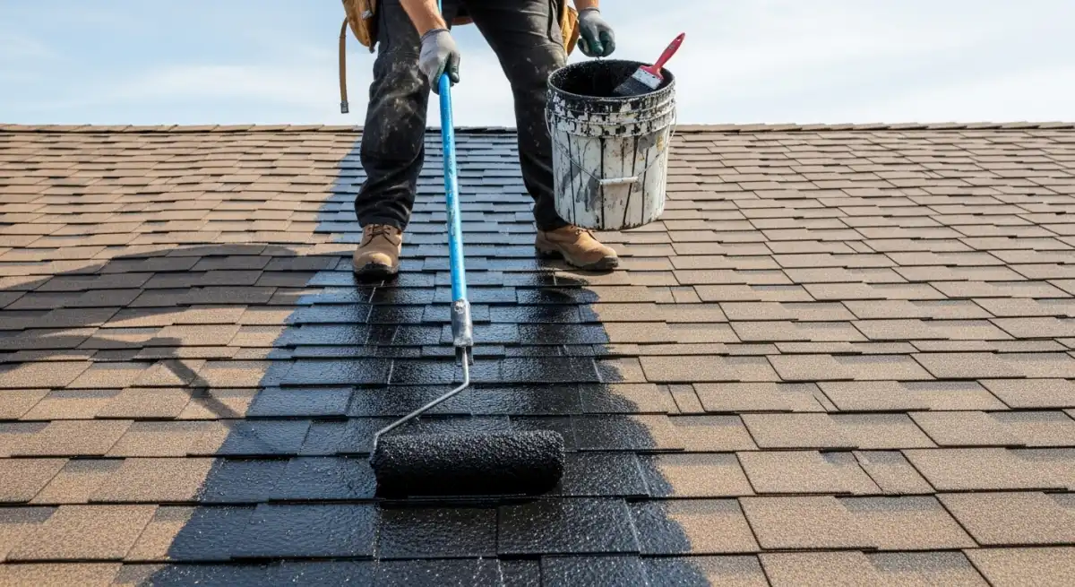 Professional painting roof shingles with proper coating