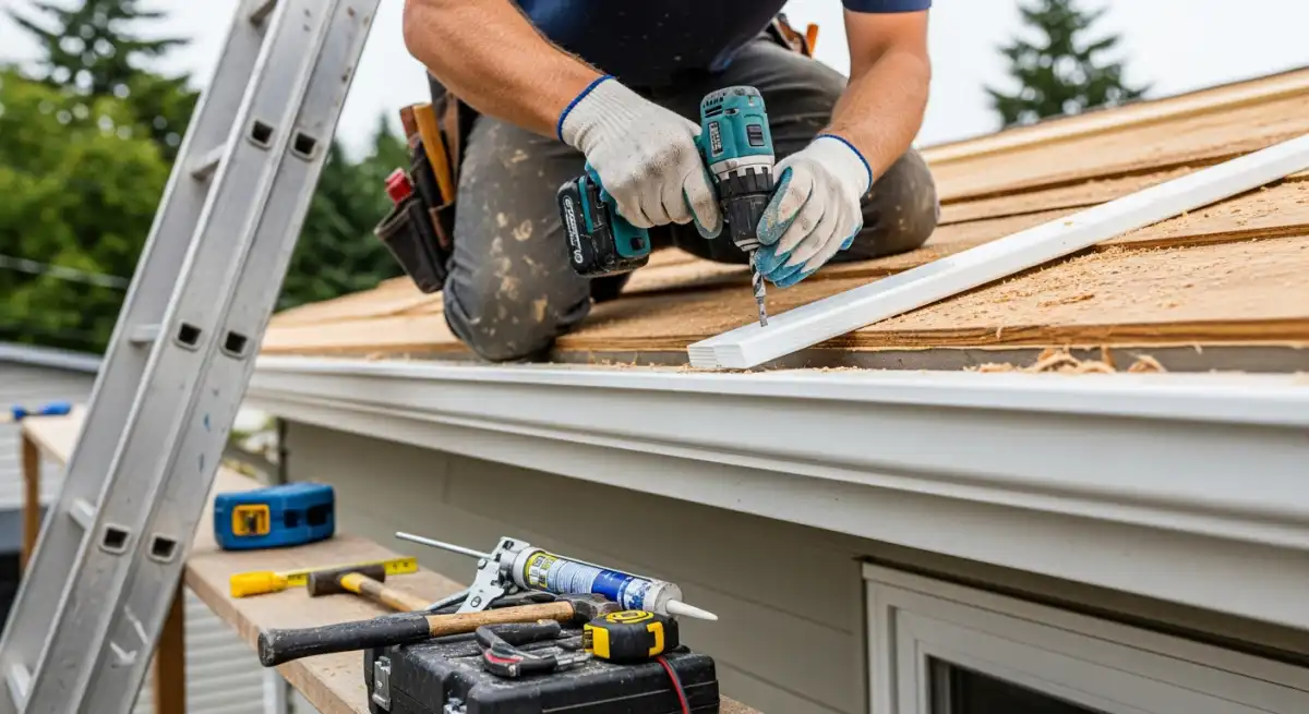 Roof fascia repair work on residential home