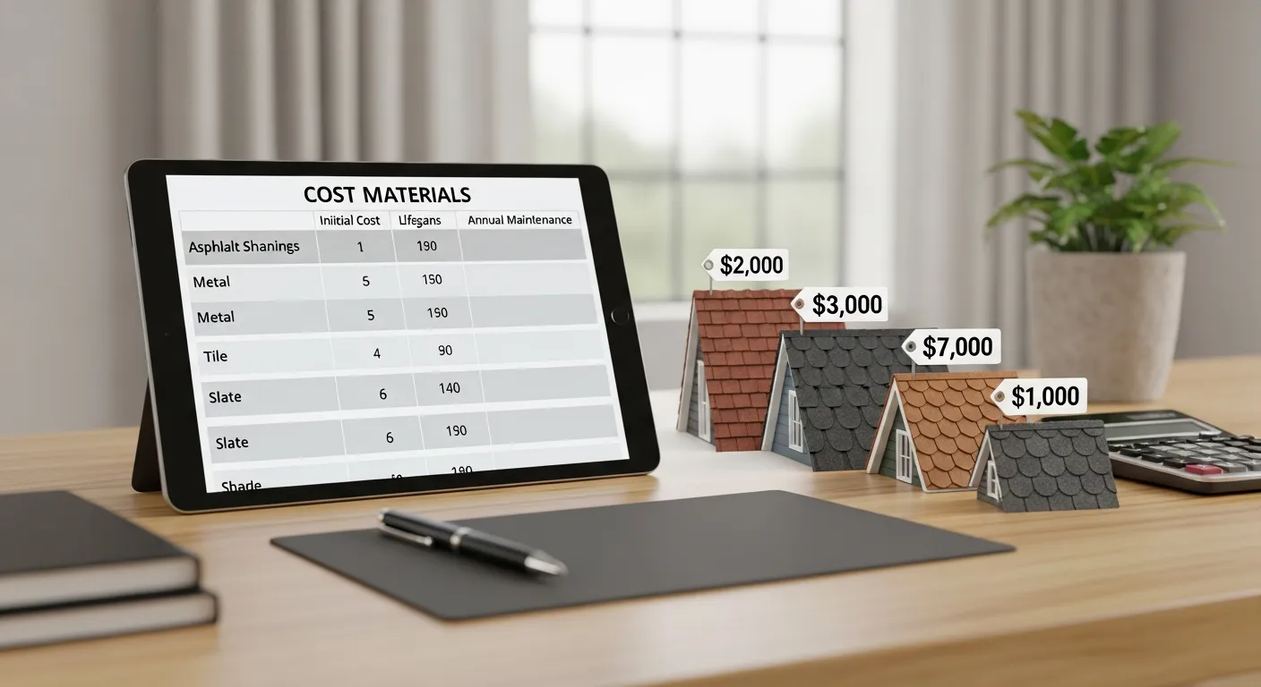 Roofing material cost comparison chart for Northern Virginia homeowners