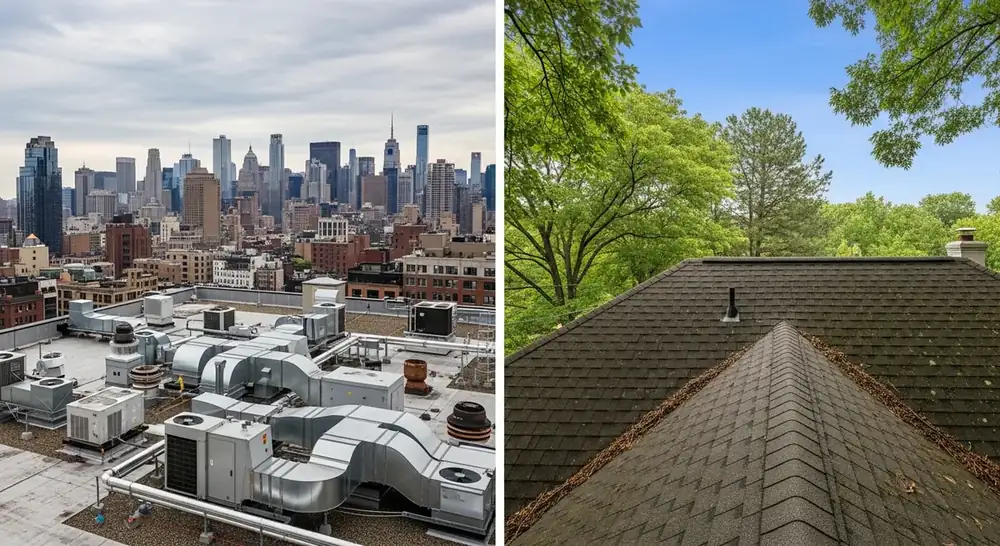 Manhattan skyline showing urban commercial roofing