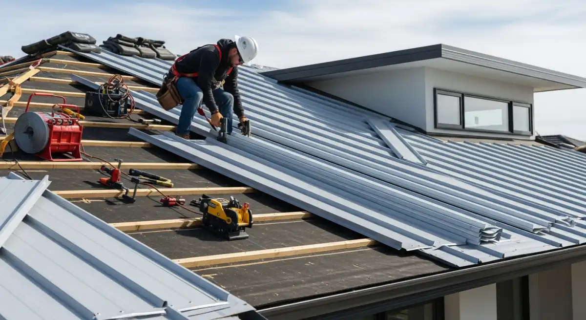 Professional standing seam metal roof installation