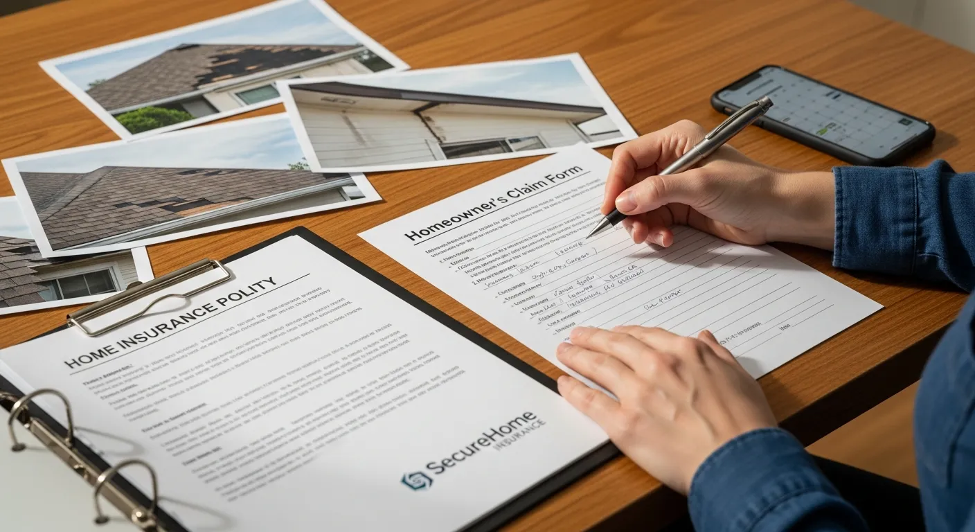 Homeowner contacting insurance company about roof damage claim
